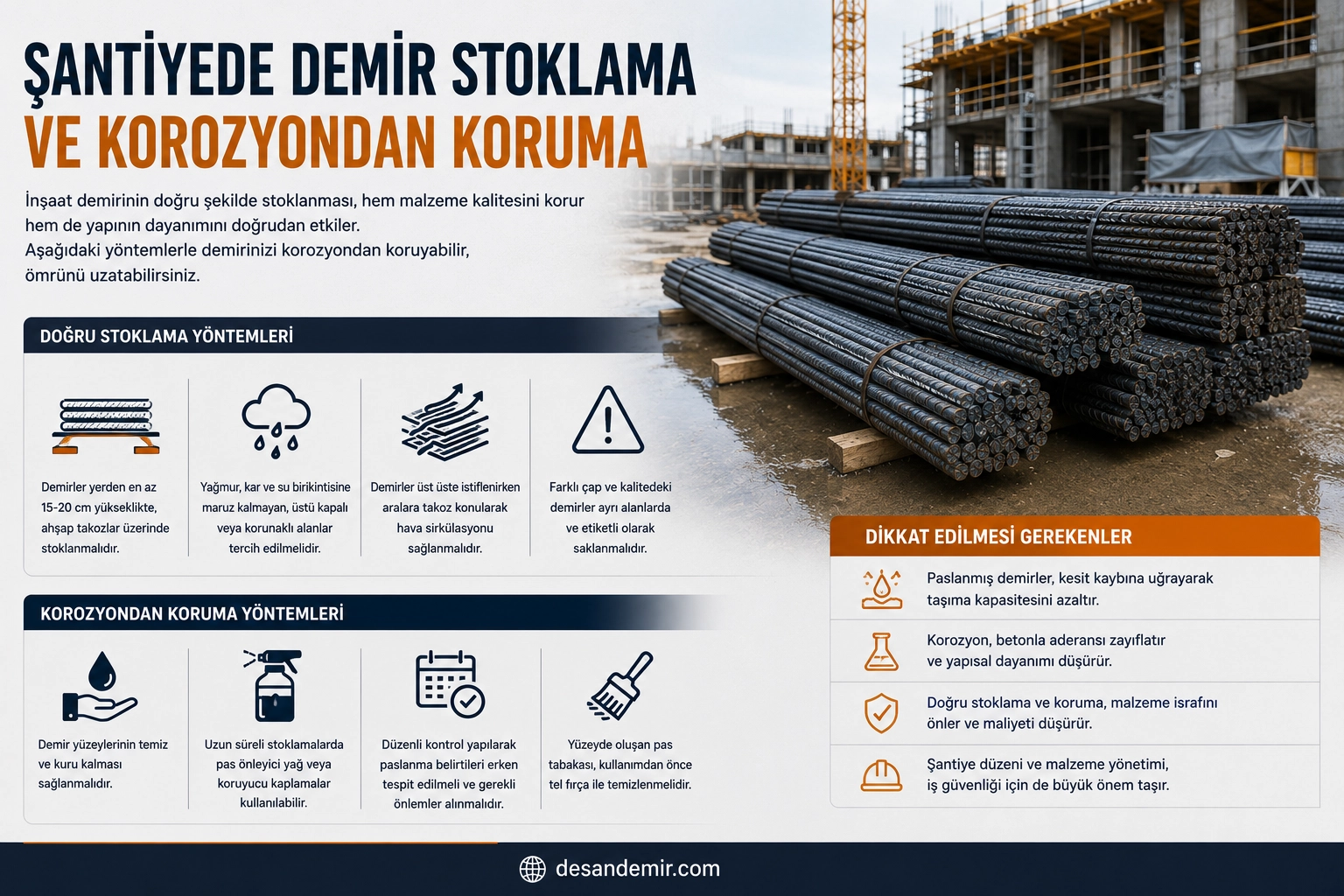 Şantiyede Demir Stoklama ve Korozyondan Koruma