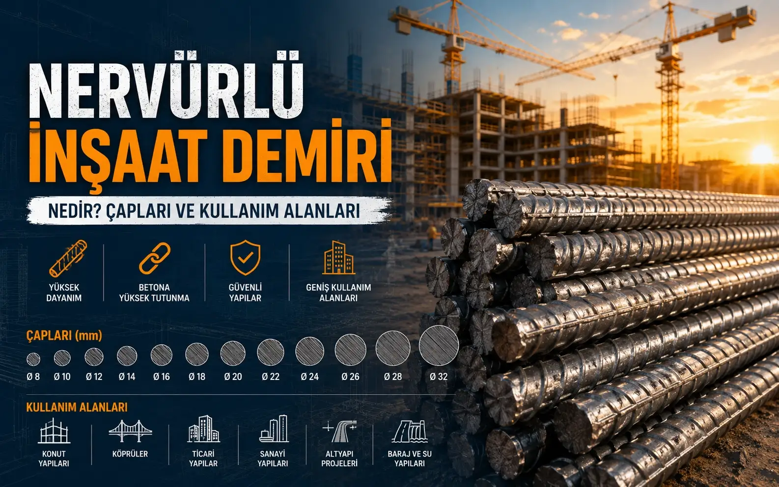 Nervürlü İnşaat Demiri Nedir? Çapları ve Kullanım Alanları